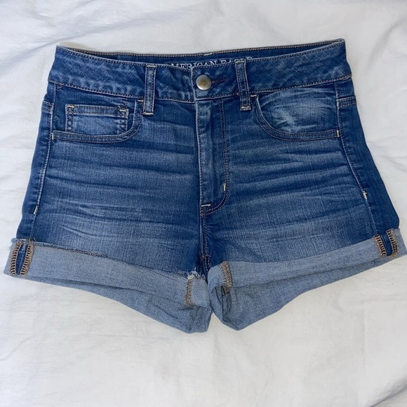 Women’s American Eagle hi-rise shortie AOE super stretch‎ Jean shorts Sz 6 - Picture 1 of 13